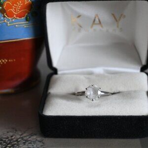 VTG Sterling (Not A Diamond!) Solitaire Engagement Ring w/ Sizer Size 7.5 / 8